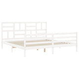 Bed Frame without Mattress White 200x200 cm Solid Wood 3194917