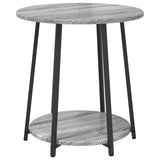 Side Table Set with Shelf 2 pcs Grey Sonoma and Black 869705
