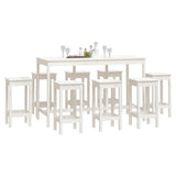 9 Piece Bar Set White Solid Wood Pine 3124718