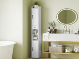 Tall Bathroom Cabinet, Farmhouse Slim Bathroom Storage Cabinet with Barn Doors, Toilet Paper Roll T3398P423554