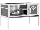 Wooden Rabbit Hutch, Guinea Pig Cage, with Removable Tray, Openable Roof, Grey T3398P375159