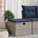 Garden Stool with Cushion Grey 55 x 55 x 37 cm Poly Rattan 366153