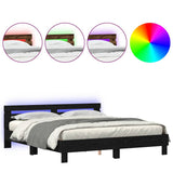 Bed Frame with Headboard Black oak 200 x 200 cm Engineered wood 3333935