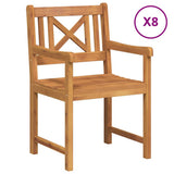 Garden Chairs 8 pcs Natural Solid Acacia Wood 3324848