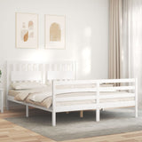 Bed Frame without Mattress White King Size Solid Wood 3194317