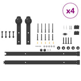 Sliding Door Hardware Kit 305 cm Steel Black 3295743