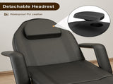 Salon Beauty Bed and Hydraulic Stool, Adjustable 3-Section Massage Table w/Detachable Head Cushions, 33915374