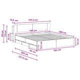 Bed Frame with Storage Grey Sonoma 180 x 200 cm Engineered Wood 3433981