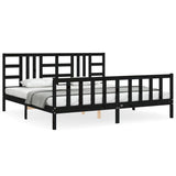 Bed Frame without Mattress Black 200x200 cm Solid Wood Pine 3191995