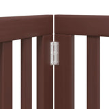 Dog Gate with Door Foldable 6 Panels Brown 300 cm Poplar Wood 352261