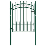 Fence Gate EMMEN with Spikes Steel 104x109.5 cm Green 146384