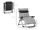 2pc Reclining Zero Gravity Sun Loungers ,Folding Chaise Lounge Chair with Cushions, Light Grey T3398P318683