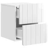 Wall-Mounted Bedside Cabinet with Drawer 2 pcs High Gloss White 898304
