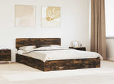 Bed Frame with Drawer Smoked Oak 140 x 200 cm Engineered Wood 3412368