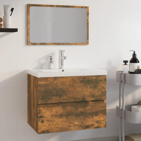 ZNTS Bathroom Furniture Set Smoked Oak Engineered Wood 3152876