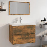 Bathroom Furniture Set Smoked Oak Engineered Wood 3152876