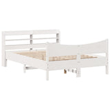 Bed Frame with Headboard White 120x200 cm Solid Wood Pine 3307048