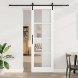 Sliding Door ORKDAL White 78 x 232 cm Solid Pine Wood and Glass 3331968