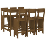 7 Piece Garden Bar Set Honey Brown Solid Wood Pine 3157814