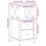 Bedside Cabinet Artisan Oak 34x35.5x70 cm Engineered Wood 857252