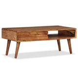 244974 Coffee Table Solid Wood with Carved Drawer 100x50x40 cm