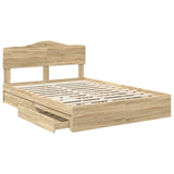 Storage Bed with Drawer Sonoma Oak 160 x 200 cm Engineered Wood 3413077