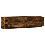 TV Wall Cabinet with LED Lights Smoked Oak 140x31x38 cm 852373