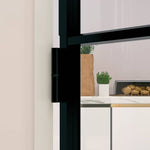 Interior Door Black 76x201.5 cm Tempered Glass&Aluminium 153658