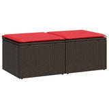 2 Piece Garden Sofa Set with Cushions Brown Poly Rattan Acacia 3328667