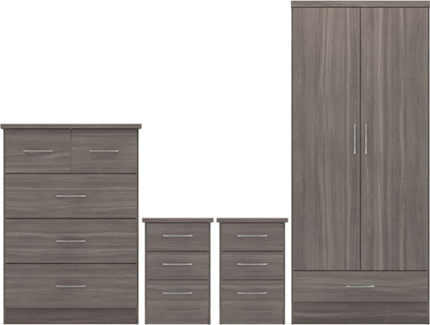 ZNTS Nevada 2 Door 1 Drawer Wardrobe Bedroom Set 100-108-029