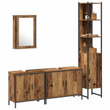 Bathroom Furniture Set with Shelf 4 pcs Brown Engineered wood 3332595