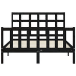 ZNTS Bed Frame without Mattress Black 140x190 cm Solid Wood Pine 3192085