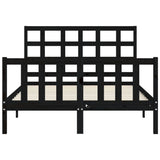 ZNTS Bed Frame without Mattress Black 140x190 cm Solid Wood Pine 3192085