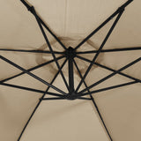 Cantilever Garden Parasol with LED Lights and Steel Pole 300 cm Taupe 44522