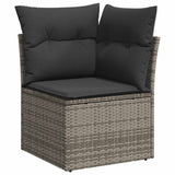 7 Piece Garden Sofa Set with Cushions Grey Poly Rattan Acacia 3327623