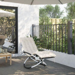 ZNTS Geometrical Sun Lounger with Cushion Black and Grey Steel 3213546