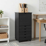 Rolling Cabinet Grey 53 x 39 x 103 cm Solid Pine Wood 42028370