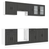 8 Piece Kitchen Cabinet Set "Kalmar" Black Engineered Wood 3314822