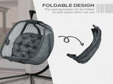 Outdoor Swing Chair with Thick Padded Cushion, Patio Hanging Chair with Metal Stand, Egg Chair with T3398P320115