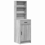 Dressing Table with Mirror Lights 2 pcs Grey Engineered Wood 3334268