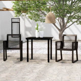 Dining Set Black Powder-Coated Steel, Glass, PVC Rattan Medium 3099149