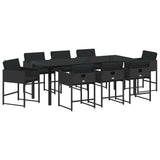 Garden Dining Set 9 pcs Black Poly Rattan 3380720
