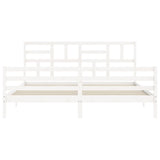 Bed Frame without Mattress White 200x200 cm Solid Wood 3194917