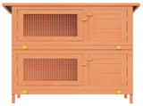 Outdoor Rabbit Hutch Small Animal House Pet Cage 4 Doors Wood 170159