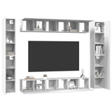 10 Piece TV Cabinet Set White Engineered Wood 3078665