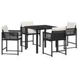 Garden Dining Set 5 pcs Black Poly Rattan 3380741