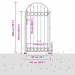 Fence Gate Grey 102 x 200 cm Steel 42008887