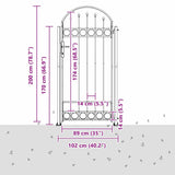 Fence Gate Grey 102 x 200 cm Steel 42008887