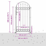 Fence Post ASSEN 200 x 88 x 14 cm Steel Grey Lockable 42008887