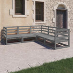 5 Piece Garden Lounge Set Grey Solid Wood Pine 3075726